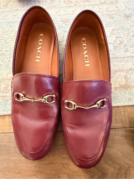 Coach Shoes - Coach Burgundy Loafers with Gold Hardware